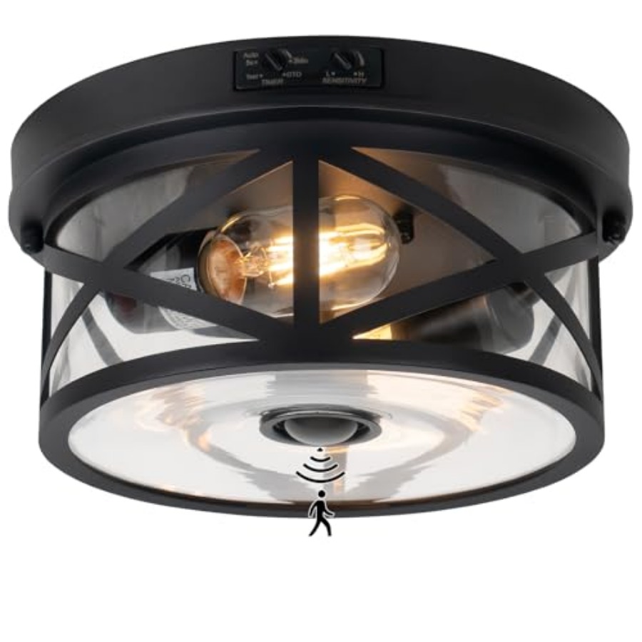 Outdoor Lighting Black - Lampu Langit-langit Luar Ruangan dengan Sensor