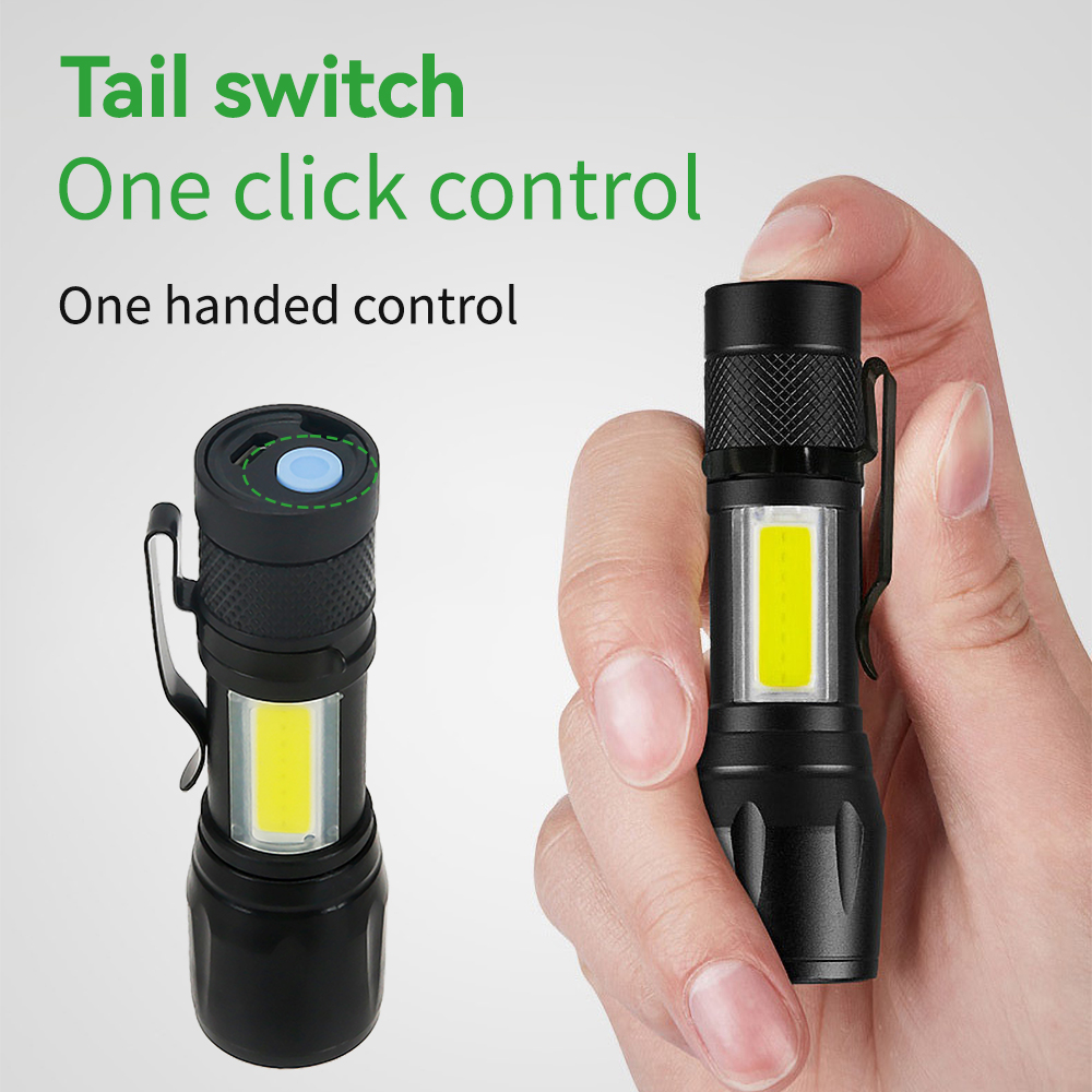 Senter LED Mini COB+XPE Senter - Outdoor Lighting Black ulasan dan harga