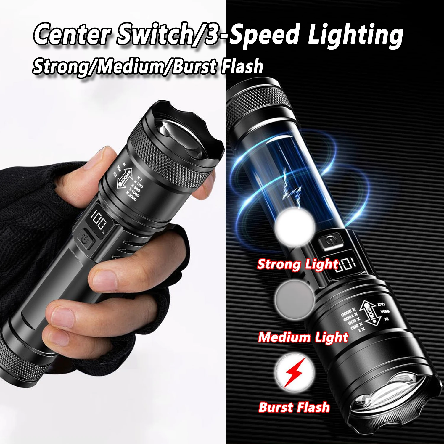 Senter LED Ultra Terang 2000LM - Outdoor Lighting Black ulasan dan harga