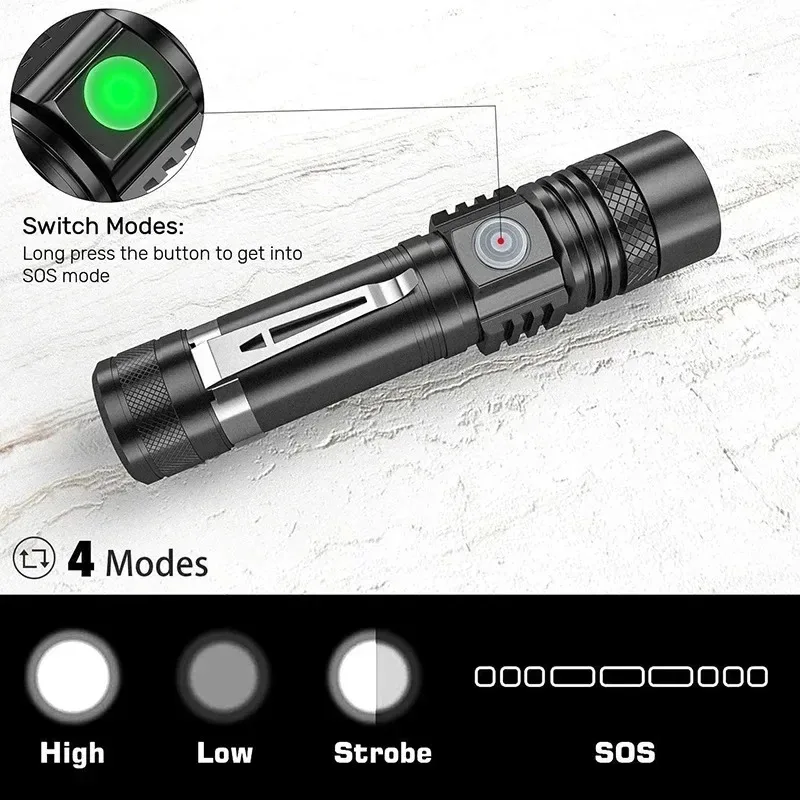 Senter LED T6 Isi Ulang, Sente - Outdoor Lighting Black ulasan dan harga